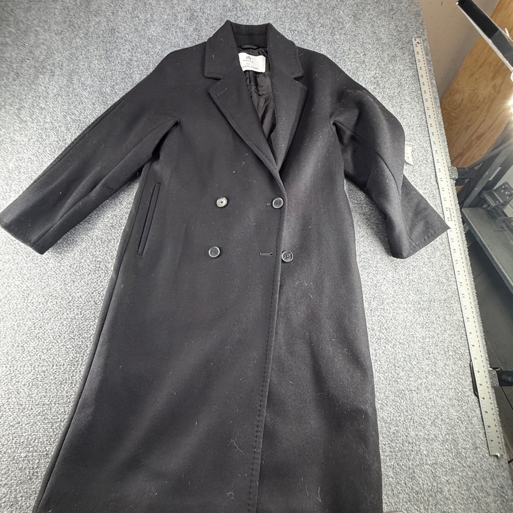 Babaton The Slouch Coat Black Double Breasted Wool Overcoat Size 2XS Aritzia